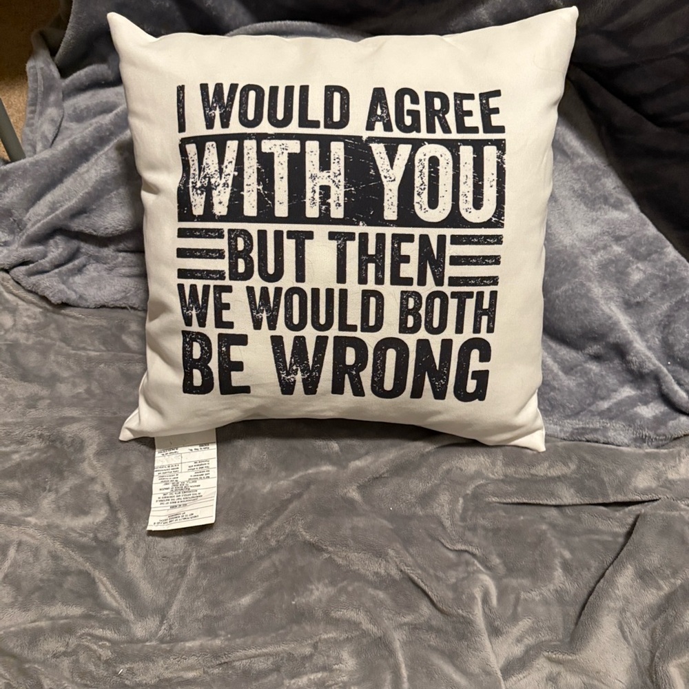 Amazon Decorative Throw Pillow in White with Black Text